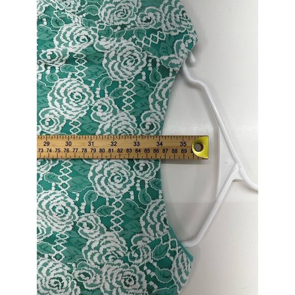 Rabbit Rabbit Rabbit Designs Womens Dress Size 4 Teal White Lace 3/4 Bell Sleeve - Picture 10 of 11